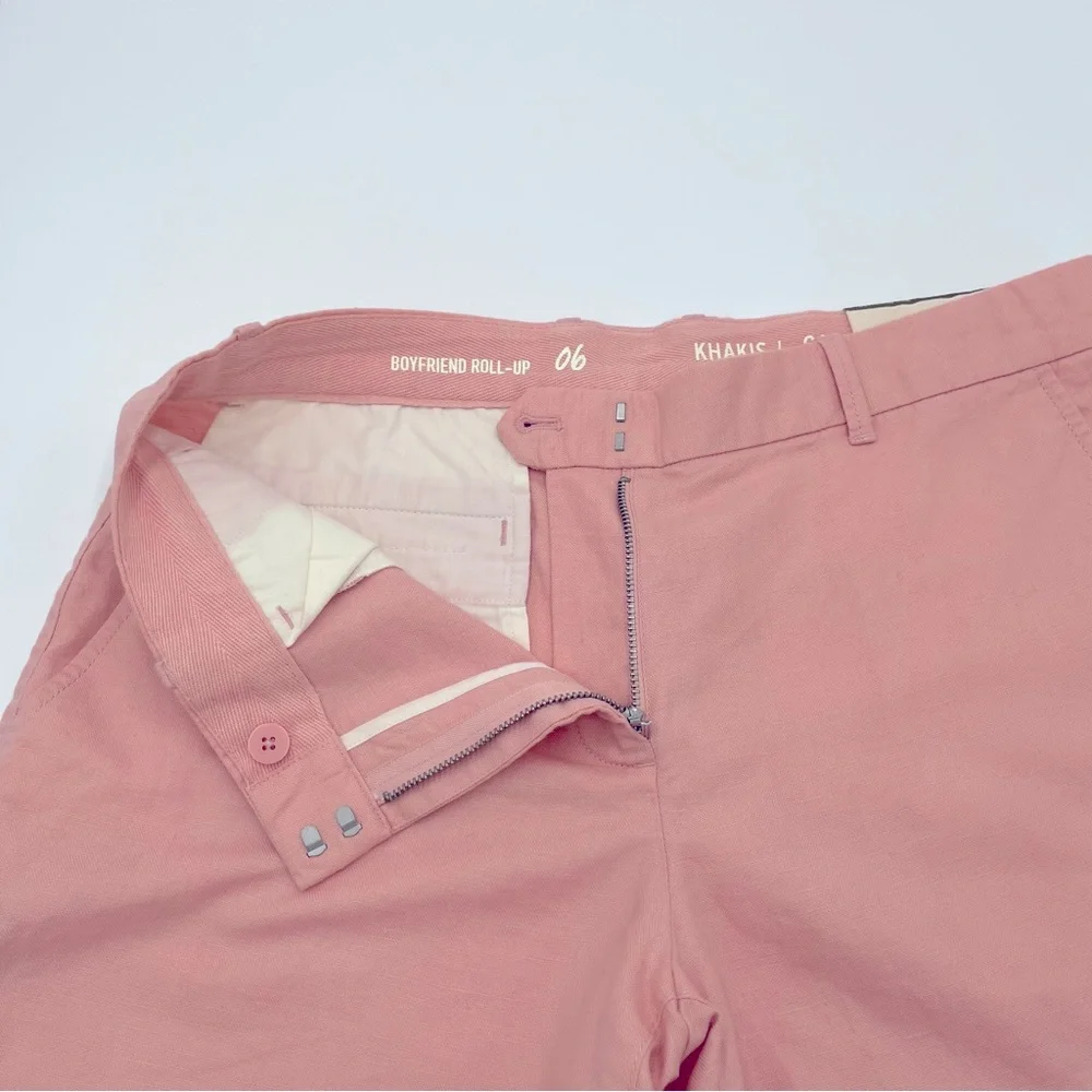 Khakis by GAP Shorts Sz 6 Boyfriend Roll-up Bermuda Pink Linen Cotton Blend - Picture 3 of 5